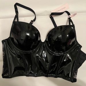 Victorias Secret faux leather patent push up corset top